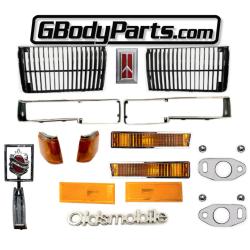 1987-88 Oldsmobile Cutlass Front End Bundle - Euro Grill, Lights and Emblems